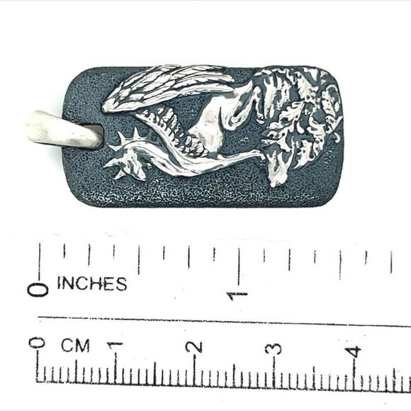 David Yurman Estate Griffen Dog Tag Sterling Silver DY181 - Picture 2 of 6